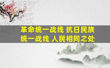 革命统一战线 抗日民族统一战线 人民相同之处